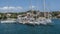 Sailboats docked at port of Mahon in Menorca, Spain