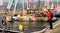 The sailboats are docked in the rive pier during 52Â° Barcolana regatta in Trieste