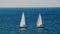 A sailboats on the horizon in the beautiful Adriatic sea