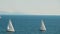 A sailboats on the horizon in the beautiful Adriatic sea in slowmotion