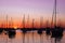 Sailboats on Lake Michigan at Dawn