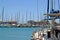 Sailboats in Lefkada`s harbour and marina