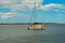 Sailboats on lightblue cloudy sky background in Florida`s Historic Coast 2