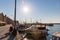 Sailboats at marina dock and bay in Chania/Crete