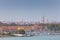 Sailboats in the marina of the island of Sant'Elena with Venice outline