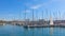 Sailboats moored in the port of barcelona, near the Ramblas and