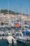 Sailboats moored in the port in Sete