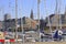 Sailboats, motor boats and yachts in the marina