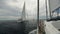 Sailboats participate in sailing regatta