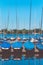 Sailboats on the pier. Alster lake. Hamburg, Germany