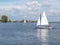 Sailboats on Pikmeer lake in Grou, one of Frisian lakes in Friesland, Netherlands