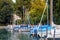 Sailboats at the port in Ueberlingen, Lake Constance, Germany