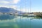 Sailboats reflected on sea at Kalamata Greece