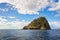 Sailboats sailing around Jabuka, volcanic island in the Adriatic sea