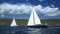 Sailboats in sailing regatta. Sailing. Yachting in cloudy weather.