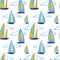 Sailboats in the sea and cloudy sky. Summer illustration.