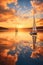 sailboats on a serene lake during golden hour