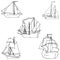 Sailboats. Sketch by hand. Pencil drawing by hand. Vector image. The image is thin lines