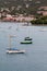 Sailboats in St Thomas Bay with Resorts