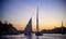 Sailboats at sunset