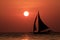 Sailboats at sunset