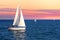 Sailboats at sunset