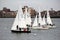 Sailboats on the water,Boston Harbor,March,2014