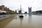 Sailboats in the water channel in the Puerto Madero district of Buenos Aires