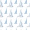 Sailboats on the waves. Seamless watercolor pattern for fabric.