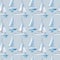 Sailboats on the waves. Seamless watercolor pattern for fabric.