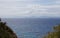 Sailing Athens Nice View from the hill Blue Sea and large Sail boat silhoette on it