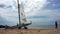 Sailing beautiful boat on the white sands beautiful beach Andaman ocean Thailand