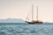 Sailing boat in Aegean sea landscape travel yachting tour cruise