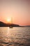 Sailing boat in Aegean sea sunset landscape travel yachting tour summer