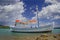 Sailing boat anchored at the seaside in Corfu island
