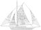 Sailing boat coloring vector for adults