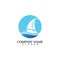 Sailing boat, Daily cruises, sea travel, vector logo-icon