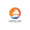 Sailing boat, Daily cruises, sea travel, vector logo-icon