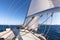 Sailing boat deck in the sea