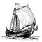 Sailing boat design hand drawings. Simple sailboat