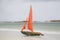 Sailing Boat on Glassillaun Beach, Connemara; Galway