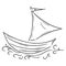 Sailing boat icon. Vector cartoon yacht, sailboat