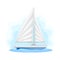 Sailing Boat with Mast ans Sails as Water Transport Vector Illustration