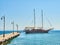 Sailing boat moored in the Greek island of Kos. Greece.