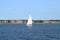 Sailing boat near Newport city USA