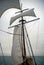 Sailing boat on Northern Sea sails wind water storm