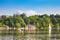 Sailing boat at the river Ruhr in the Baldeney lake near Essen