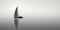 Sailing boat in the sea. Minimalist sailing background.