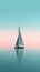 Sailing boat in the sea with reflection in water. Minimalist sailing background.