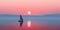 Sailing boat in the sea at sunrise. Beautiful seascape.